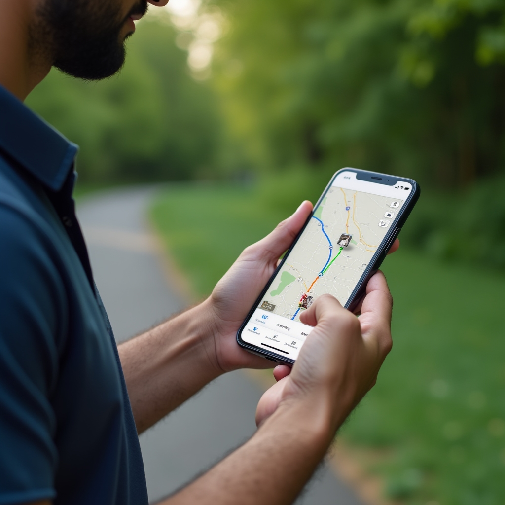 A smartphone screen displaying a photo update of a dog mid-walk sent through a pet care app